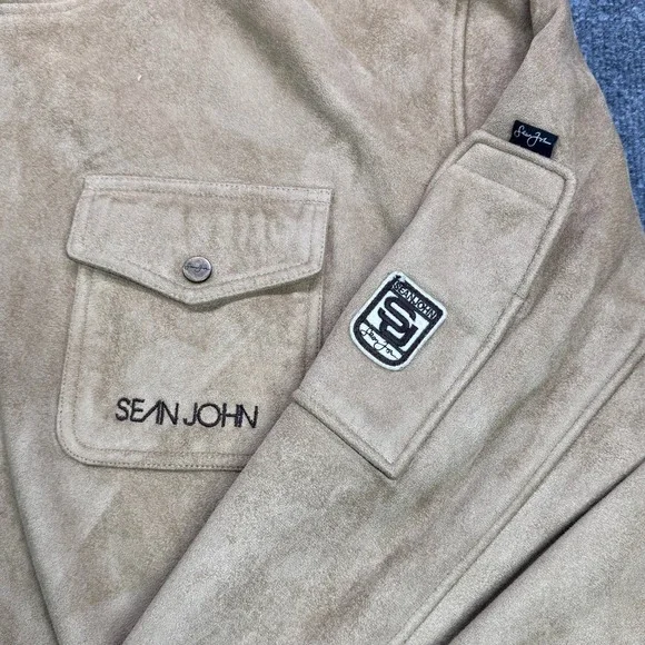 Sean John Faux Suede Bomber Jacket Mens 3XL Tan Full Zip Hip Hop Streetwear